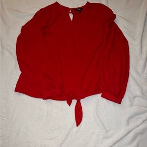 Express Tie Front Blouse in Red